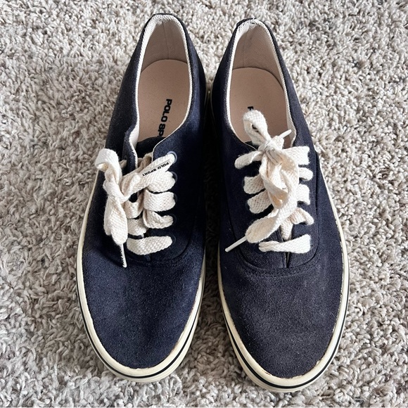 POLO SPORT Men's Dark Blue Suede Lace Up Sneakers Size 8 Low Top Tennis Shoes - Picture 5 of 6